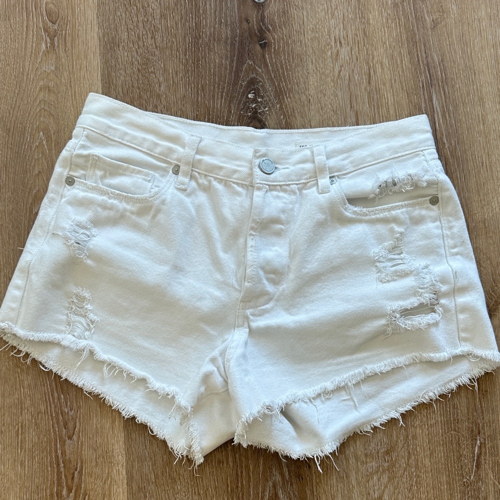 Blank NYC White Distressed Denim Shorts